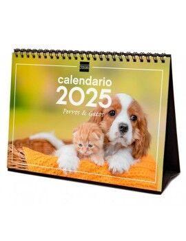 Calendário de Mesa Finocam PERROS Y GATOS Multicolor Papel 21 x 15 cm 2025