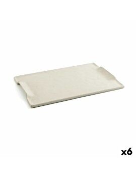 bandeja de aperitivos Quid Mineral Gres Bege Cerâmica 30 x 18 cm (6 Unidades)