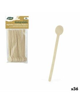 Set de Cucharas Algon Cóctel Madera 24 Piezas (36 Unidades)