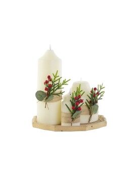 Conjunto de Velas DKD Home Decor Branco Verde Natal 7 x 7 x 15 cm