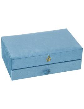 Caja-Joyero Alexandra House Living Azul Textil 29 x 11 x 18 cm