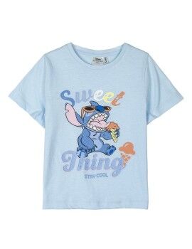 Camiseta de Manga Corta Infantil Stitch Azul claro