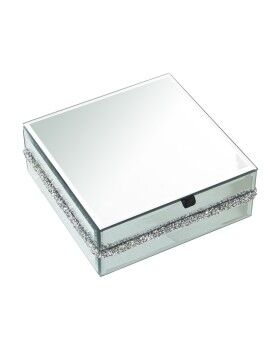 Caja-Joyero Alexandra House Living Gris Cristal Espejo 15 x 6 x 15 cm