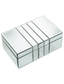 Caja-Joyero Alexandra House Living Gris Cristal Espejo 22 x 9 x 14 cm