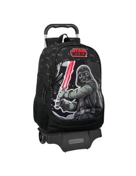 Mochila Escolar com Rodas Star Wars The fighter Preto 32 x 44 x 16 cm