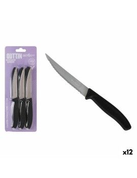 Set de Cuchillos Quttin 11 cm Negro Plateado 6 Piezas (12 Unidades)