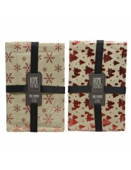 Camino de Mesa Home Textiles Rojo Beige Estampado Copos de nieve Navidad 32 x 150 cm