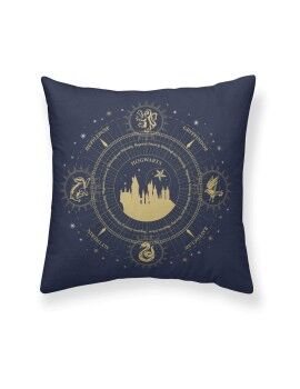 Capa de travesseiro Harry Potter Christmas Gold Azul Marinho 50 x 50 cm