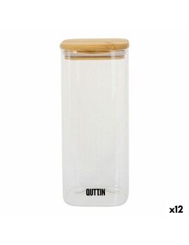 Recipiente para Conservar Alimentos Quttin Bambu Vidro de Borosilicato 1 L (12 Unidades)