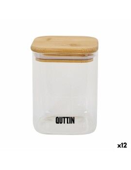 Recipiente Conservador de Alimentos Quttin Bambú Vidrio de Borosilicato 480 ml (12 Unidades)