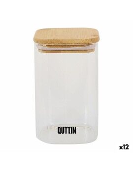 Recipiente Conservador de Alimentos Quttin Bambú Vidrio de Borosilicato 720 ml (12 Unidades)