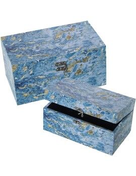 Juego de Cajas Decorativas Alexandra House Living Azul Madera 2 Piezas