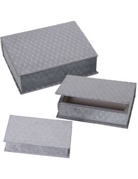 Juego de Cajas Decorativas Alexandra House Living Gris Textil 3 Piezas