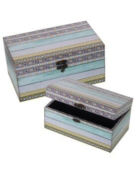 Juego de Cajas Decorativas Alexandra House Living Multicolor Madera 2 Piezas