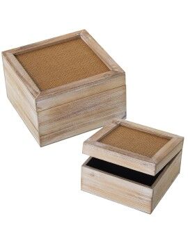 Juego de Cajas Decorativas Alexandra House Living Marrón Madera 2 Piezas