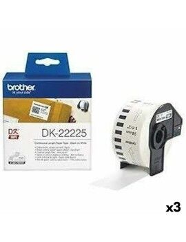 Papel Continuo para Impresoras Brother DK-22225 Blanco 38 mm x 30,48 m Negro/Blanco (3 Unidades)