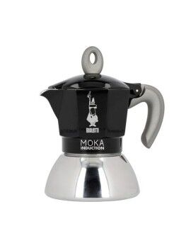 Cafetera Italiana Bialetti Moka Induction Negro Metal Acero Inoxidable Aluminio 100 ml 2 Tazas