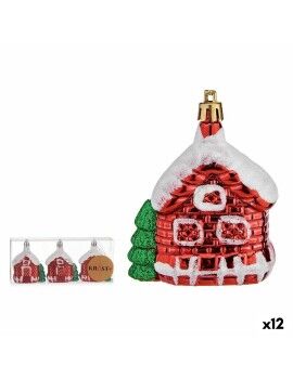 Conjunto de Decorações de Natal Casa 3 Peças Branco Vermelho Verde Dourado Plástico 3,5 x 8 x 6...