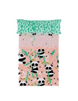 Conjunto de Lençóis HappyFriday Moshi Moshi Panda garden Cor de Rosa Solteiro 2 Peças