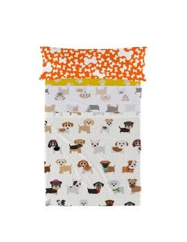 Juego de Sábanas HappyFriday Mr Fox Dogs Multicolor Cama de 80/90 2 Piezas