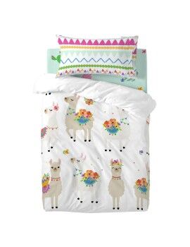 Conjunto de capa de edredom HappyFriday Moshi Moshi Cute Llamas Multicolor Berço de Bebé 2 Peças