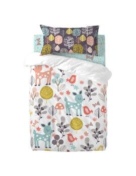 Conjunto de capa de edredom HappyFriday Moshi Moshi Woodland Multicolor Berço de Bebé 2 Peças