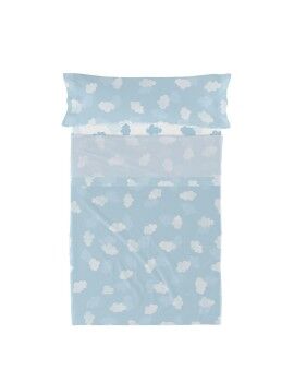 Conjunto de Lençóis HappyFriday Basic Kids Clouds Azul Solteiro 180 x 270 cm 2 Peças