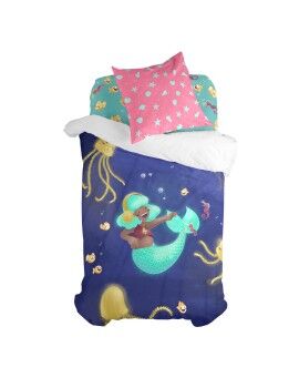 Conjunto de capa de edredom HappyFriday Mr Fox Happy mermaid Multicolor Solteiro 2 Peças