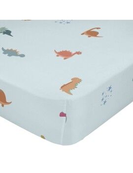 Lençol de baixo HappyFriday Mini dinosaur Azul Multicolor 70 x 140 x 14 cm