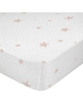 Lençol de baixo HappyFriday BASIC KIDS Branco Cor de Rosa 60 x 120 x 14 cm Estrelas