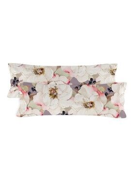 Capa de almofada HappyFriday White Peonies Multicolor 45 x 110 cm (2 Unidades)