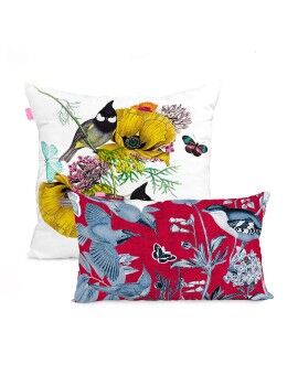 Conjunto de capas de almofada HappyFriday Birds of paradise Multicolor 2 Peças