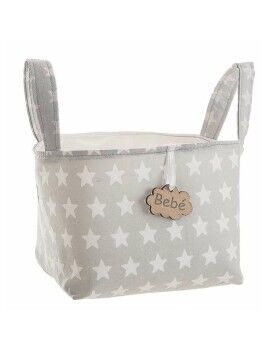 Cesta Gris Estrellas Con asas 17 x 13,5 x 20 cm