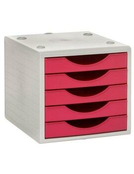 Archivador Modular Archivo 2000 ArchivoTec Serie 4000 Fucsia 5 cajones Din A4 Gris (34 x 27 x 26 cm)