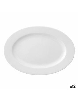 Prato de Jantar Ariane Prime Oval Branco Cerâmica 22 x 20 cm (12 Unidades)