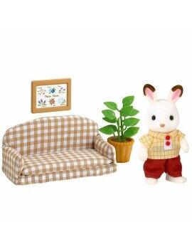 Figuras de Ação Sylvanian Families Papa Rabbit Chocolate and Living Room