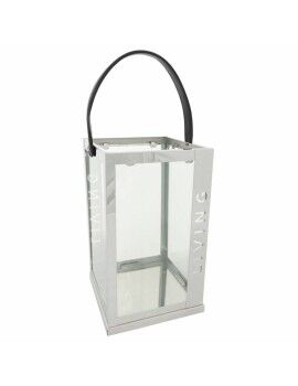 Farol Alexandra House Living Plata Vidrio Acero Inoxidable 18 x 30 x 18 cm