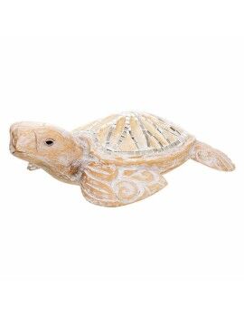 Figura Decorativa Alexandra House Living Blanco Natural Madera Vidrio Tortuga 8 x 20 x 31 cm