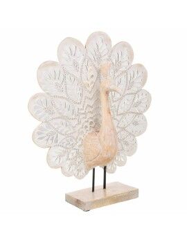 Figura Decorativa Alexandra House Living Natural Vidro Madeira MDF Pavão 53 x 12 x 46 cm