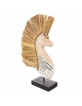 Figura Decorativa Alexandra House Living Preto Natural Madeira Vidro Algas marinhas Cavalo 52 x...