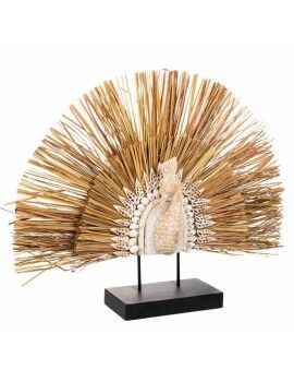 Figura Decorativa Alexandra House Living Negro Natural Madera Hierro Algas marinas Pavo real 53 x...