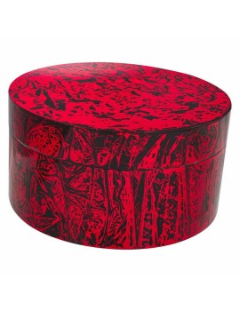 Caja Decorativa Alexandra House Living Negro Rojo Cerámica Madera MDF 25 x 13 x 25 cm