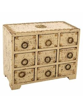 Caja-Joyero Alexandra House Living Crema Madera de mango 10 x 16 x 20 cm 9 cajones