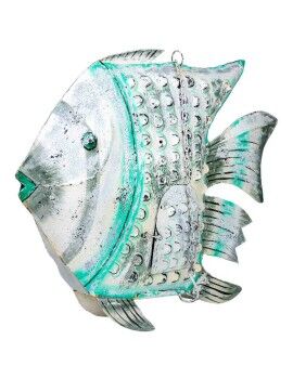 Figura Decorativa Alexandra House Living Branco Verde Madeira de mangueira Peixe 15 x 65 x 80 cm