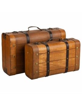 Juego de Maletas Alexandra House Living Marrón PVC Madera Metal Vintage 30 x 16 x 45 cm 38 x 24 x...