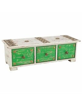 Caja-Joyero Alexandra House Living Blanco Verde Latón Madera MDF 15 x 10 x 36 cm 3 cajones