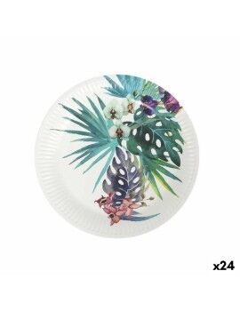 Conjunto de pratos Algon Descartáveis Cartão Tropical 8 Peças 23 cm (24 Unidades)