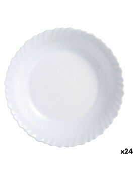 Plato Llano Luminarc Feston Blanco Vidrio (25 cm) (24 Unidades)