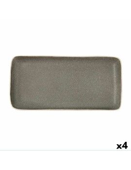 Bandeja de Aperitivos Bidasoa Gio Rectangular Gris 28 x 14 cm Cerámica (4 Unidades)