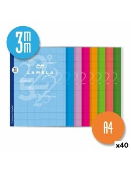 Caderno Lamela Cuadrovía Multicolor A4 50 Folhas 10 Peças (40 Unidades)